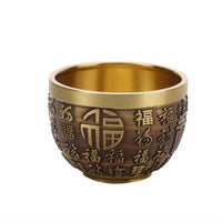 Good Luck Phoenix Cylinder Ornament Traditional Hand Carved Brass Drinking Cup Pure Brass Brass Feng Shui Bowl Living Room
