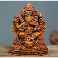 4.5" Boxwood Carved Hindu Elephant God Statue Ganesha Ganesh Figure Shrine Decor