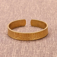 Vintage Buddhist Heart Sutra Cuff Bracelets Men's Six Character True Word Adjustable Bangles Religious Wish Talisman Jewelry