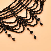 Black White Crystal Beads Necklace for Women Handmade Bohemian Drop Fashion Statement Choker Necklaces Female Lady Charm Jewelry