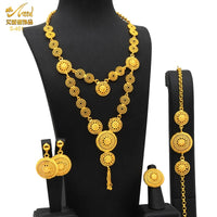 ANIID New Indian 24K Gold Color Long Necklace Set Nigerian Party Bridal Wedding Ethiopian Luxury Dubai Jewelry Wholesale Gifts