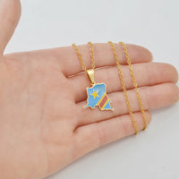 Anniyo 2.2CM Democratic Republic of the Congo Map Colored Flag Map Pendant Necklaces DRC Kinshasa Jewelry #502262
