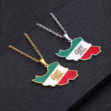 Fashion famous style Iran map pendant necklace Drop oil geometric men's and women's stainless steel neckline pendant collarbone