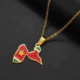 Anniyo France Guadeloupe Map Flag Pendants Necklaces for Women Jewelry  @315021