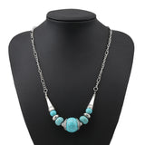 Ethnic Antique Silver Color Moon Choker Necklaces for Women Boho Turquoise Necklace Girls Party Jewelry Gifts