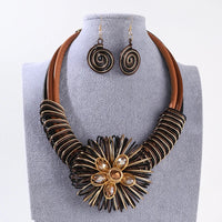 Flower African Women Necklace Earrings Jewelry Sets For Wedding Party Dress