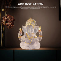 Lord Ganesha Statues Hindu Elephant God Sculpture,Resin Indian Ganesha Idol Buddha Figurine Good Luck Success Transparent Statue