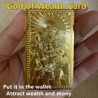 Elegant Golden Foil God of Wealth Card - Luxurious Amulet for Prosperity & Good Fortune, Ideal New Year Gift for Friends &Family