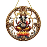 Vibrant Ganesha-The God of Wisdom Suncatcher,2D Round Translucent Hanging,home,room,Hinduism Religious Occasions&Festive Decor