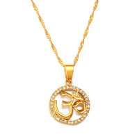 Anniyo Hindoo Jewelry, Hindu Buddhist  OM Pendant Necklace Hinduism Yoga India Outdoor Sport Chain Gold Color Women