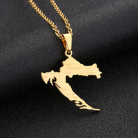 2024 New fashion stainless steel Croatia map and city necklace men's and women's geometric ethnic style collarbone chain anniver