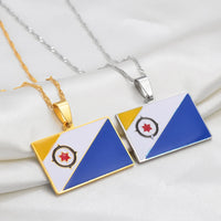 Anniyo Bonaire Flag Pendant Necklaces for Women Girls Antilles Curacao Jewelry #273321