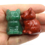 1.5" Cat Figurine Natural Stone Crystal Hand-carved Crystal Animal Statue Chakra Gem DIY Animal Handicrafts Artworks Home Decor