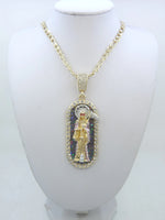 1 Piece 14K Gold Plated Green St. Jude San Juads Pendant Women's Necklace Religious Jewelry