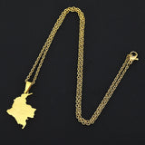 2024 New fashion stainless steel Columbia map with city necklace for women and men couples ethnic style accessory collarbone cha