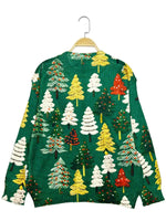 Autumn and winter new fashion casual pullover long-sleeve women's shirt Christmas tree pattern flat digital printing fashion wom