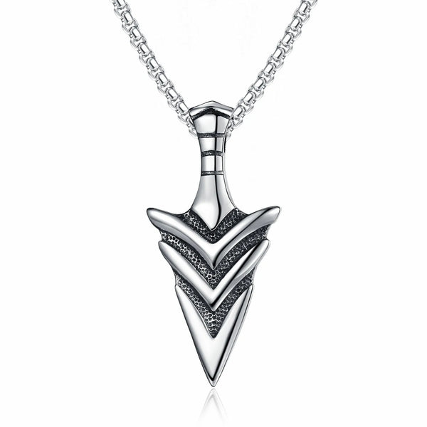 Vintage Viking Spearhead Weapon Style Necklace Pendant Men Punk Popular Fashion Holiday Party Gift Accessories