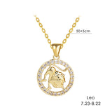 12 Zodiac Signs Necklace Copper Gold Plated Zodiac Signs Pendant Chain Ladies Necklace Birthday Jewelry Ladies Jewelry
