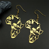 New fashion African map animal logo hollow stainless steel earrings pendant necklace set accessories temperament everything coll
