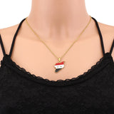 2024 New fashion stainless steel Syria map and flag necklace men's and women's temperament matching couple sweater chain accesso