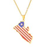 2024 New fashion stainless steel dripping Liberian map necklace for women and men couples ethnic style accessory collarbone chai