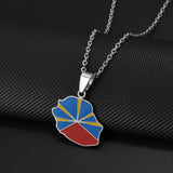 Anniyo France Reunion Island Map Flag Pendant Necklaces Stainless Steel Jewelry #512162
