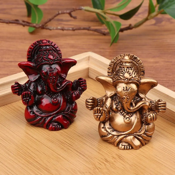 Creative Decorative Ganesha Buddha Statue Handicraft Resin Art Elephant God Sculptures Carved Rresin Ganesha Ornaments Car Decor