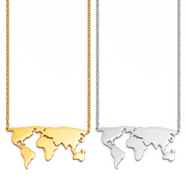 Anniyo Globe World Map Necklace Stainless Steel Earth Day  For Best  Gold Color Worldwide Maps Jewelry #042121