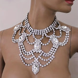 Fashion Shiny Rhinestone Necklace Jewelry Women's Exquisite Luxury Bridal Wedding Party Jewelry Necklace Wearing Accessories