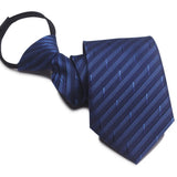 Zipper Ties For Men Women Striped Mens Tie For Business Wedding Skinny Neck Tie Casual Slim Blue deep Light navy blue Necktie