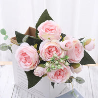 Silk Artificial Flower Rose Peony Bouque Home Decoration Bridal Holding Flower Wedding Decor Bouquet DIY Fake Flower Arrangement