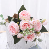 Silk Artificial Flower Rose Peony Bouque Home Decoration Bridal Holding Flower Wedding Decor Bouquet DIY Fake Flower Arrangement