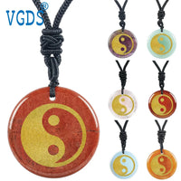 Chinese FengShui Amulet Crystal Quartz Tai Chi Yin Yang Fish Symbol Necklaces Taoist Reiki Energy Exorcism Pendants Jewelry