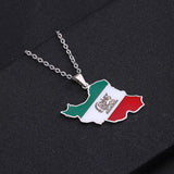 Fashion famous style Iran map pendant necklace Drop oil geometric men's and women's stainless steel neckline pendant collarbone
