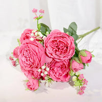 Silk Artificial Flower Rose Peony Bouque Home Decoration Bridal Holding Flower Wedding Decor Bouquet DIY Fake Flower Arrangement