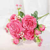 Silk Artificial Flower Rose Peony Bouque Home Decoration Bridal Holding Flower Wedding Decor Bouquet DIY Fake Flower Arrangement