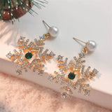 Fashion New Shiny Snowflake Christmas Tree Earring Rhinestone Simple Stud Earrings Women's Wedding Jewelry Earrings