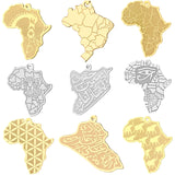 2pcs No Fade Africa Map Charms Stainless Steel Pendant for Jewelry Making Necklace Keychain Rune Eye of Horus Talisman DIY Craft