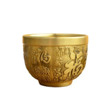 Good Luck Phoenix Cylinder Ornament Traditional Hand Carved Brass Drinking Cup Pure Brass Brass Feng Shui Bowl Living Room