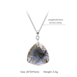 Fashion Natural Labradorite Necklace Pendant Triangle Round Teardrop and Other Ladies Friendship Mother Gift Necklace Jewelry
