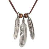 Vintage Alloy Tibetan Silver Turquoise Feathers Charms Necklace