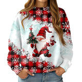 2025 European and American 3D digital printed women's hoodie Christmas snowman deer series round neck casual sweater