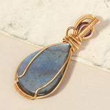 Labrador Stone Necklace Stone Gemstone Pendant Copper Wire Wrapped Jewelry Natural Labradorite Necklace Gifts For Women