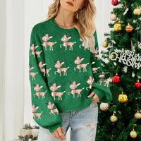 ZEKYE Christmas Sweater Woman Women's Clothing Winter Women's Sweater Women's Dress Long Sleeve Red Sweater Pull Y2k Pullover