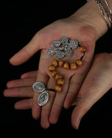 Catholic St Benedict Medal Lady Milagrosa Crucifix Cross One Decade Wooden Beads Pocket Rosary Prayer Rosaries Handmade Gift