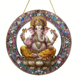 Vibrant Ganesha-The God of Wisdom Suncatcher,2D Round Translucent Hanging,home,room,Hinduism Religious Occasions&Festive Decor