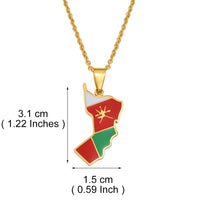 Anniyo Oman Map Flag Pendant Necklaces Stainless Steel National Jewelry For Woman Girls #503962