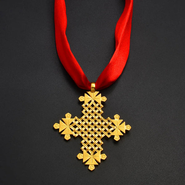 Anniyo Ethiopian Traditional Ethnic Big Cross Jewelry Pendant DIY Rope Eritrea African Afar Israel Saudi Arab Ornaments #331306