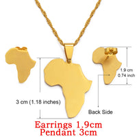 Anniyo Africa Map Sets Pendant Necklace and Earrings Gold Color/Silver Color African Maps Jewelry Set for Women Gitls #133621