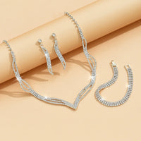 2025 New Design Hot-Selling  Necklace Earrings Bracelet Set Fashion Clavicle Chain Bridal Jewelry